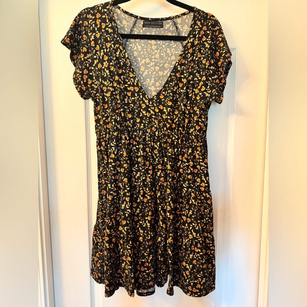 Urban Outfitters Floral Flutter Sleeve V-Neck Sundress